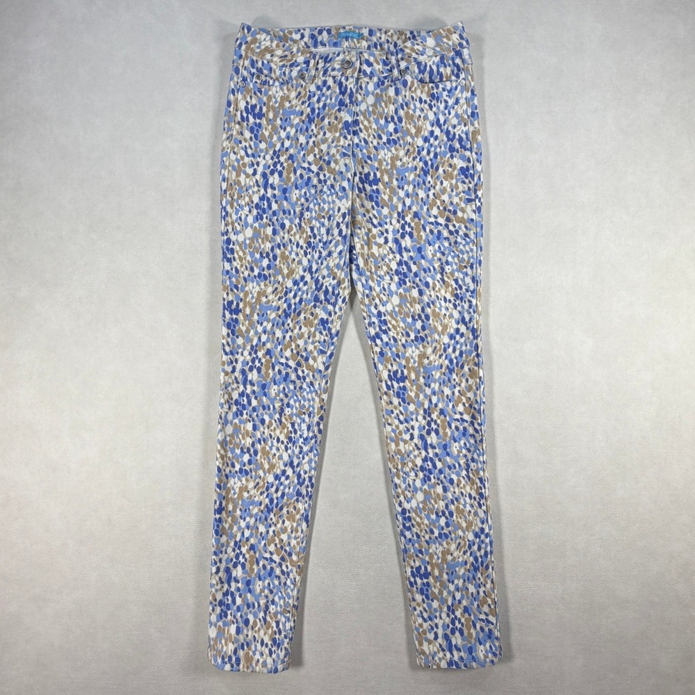 J.McLaughlin Womens Size 4 Blue Pebble Print Slim Leg Ankle Pants Cotton 28x30